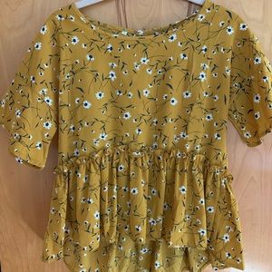 Yellow, floral blouse